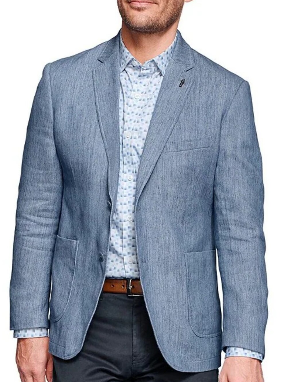 Paisley & Gray Linen Blend Blazer in Light denim blue